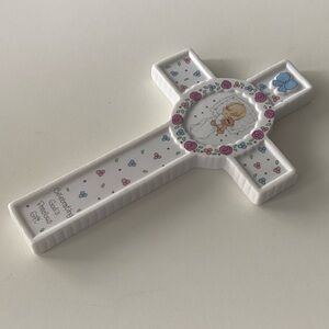 Vintage Precious Moments Ceramic Cross "Celebrating God's Precious Gift"